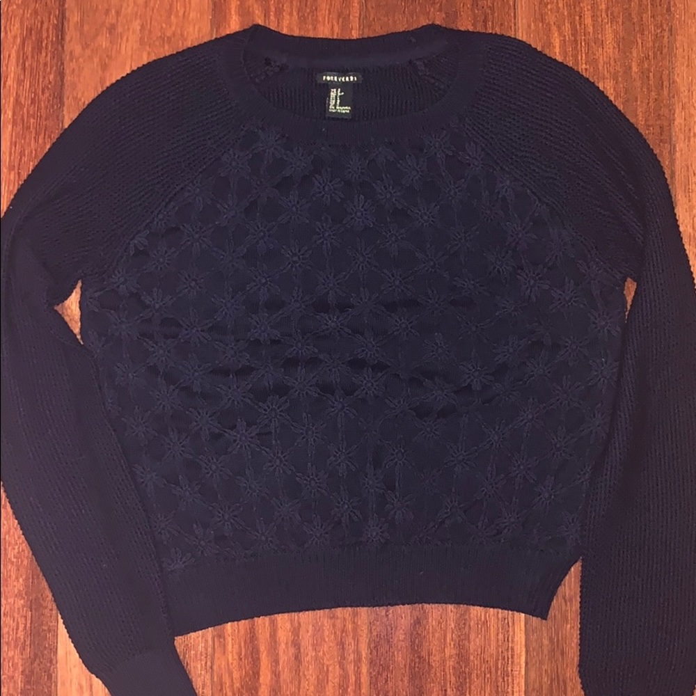 Navy embroidered sweater